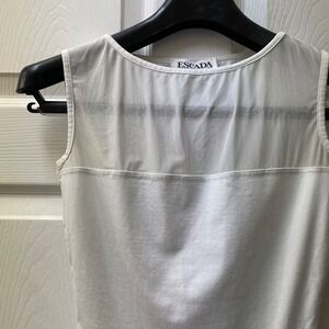 ESCADA Margaretha Ley Women's Sheer Top Bodysuit Stretch White Size 34 (Small)